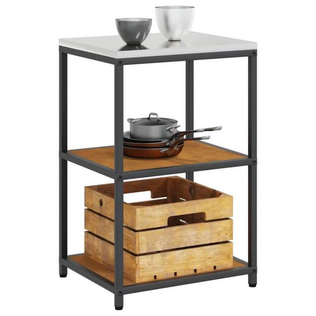 Berkfield Home Kitchen Storage Shelf with Storage Rusty Weathering steel in Brown - image 1