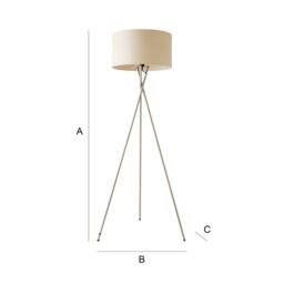 ValueLights Camden Brushed Chrome Tripod Floor Lamp with Drum Lamp Shade & Bulb in Natural - thumbnail 9