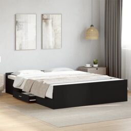Berkfield Home Bed Frame with Drawers without Mattress Black 150x200 cm King Size - thumbnail 1