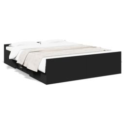 Berkfield Home Bed Frame with Drawers without Mattress Black 150x200 cm King Size - thumbnail 2
