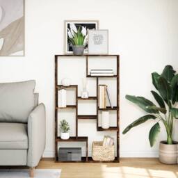 Berkfield Home Bookcase Smoked Oak 72x20x120 cm Engineered Wood in Brown - Size: 72 x 20 x 120 cm - thumbnail 3