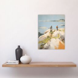 Artery8 Hikers Reach The Summit At Last Oil Painting Hiking Coastal Cliff Landscape Unframed Wall Art Print Poster Home Decor Premium - thumbnail 4