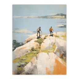 Artery8 Hikers Reach The Summit At Last Oil Painting Hiking Coastal Cliff Landscape Unframed Wall Art Print Poster Home Decor Premium - thumbnail 1
