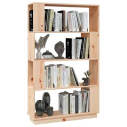 Berkfield Home Book Cabinet/Room Divider 80x25x132 cm Solid Wood Pine in Light Tan - Size: 80 x 25 x 132 cm - thumbnail 5