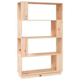 Berkfield Home Book Cabinet/Room Divider 80x25x132 cm Solid Wood Pine in Light Tan - Size: 80 x 25 x 132 cm - thumbnail 1