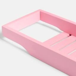 OHS Bamboo Bath Tray Storage Bathtub Rack Caddy in Pink - thumbnail 5