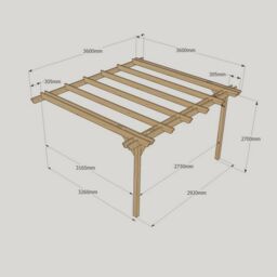 Rutland County Garden Furniture Ltd Wall Mounted Double Garden Pergola, Wood, L360 x W360 x H270cm, Brown - thumbnail 3