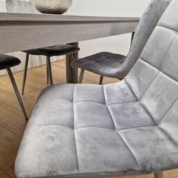KOSY KOALA Dining Table & 4 Chairs Grey 4 Grey Velvet Chairs Wood Dining Set Furniture in Brown - thumbnail 4