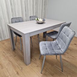 KOSY KOALA Dining Table & 4 Chairs Grey 4 Grey Velvet Chairs Wood Dining Set Furniture in Brown - thumbnail 9