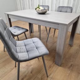KOSY KOALA Dining Table & 4 Chairs Grey 4 Grey Velvet Chairs Wood Dining Set Furniture in Brown - thumbnail 8