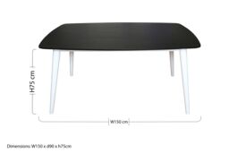 Orsina Black Ash Veneer Dining Table, Modern Rubberwood, Modern Black & White Dining Table, Wooden Dining Table - thumbnail 3
