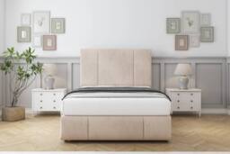 "Sloomy Lisbon Naples Divan Set 2 Drawers-54"" Headboard-Footboard in Light Sand - Size: Double" - thumbnail 2