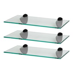 Harbour Housewares 3x Floating Glass Shelves - 40cm - Bathroom Shower Storage Display in Black - thumbnail 1