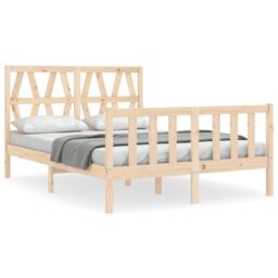 Berkfield Home Bed Frame with Headboard 120x200 cm Solid Wood in Brown - thumbnail 2