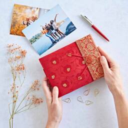 Paper High Small Sari Fabric Photo Album in Green - thumbnail 6