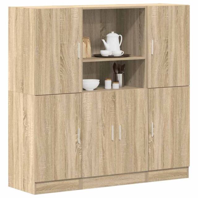 Berkfield Home 3 Piece Kitchen Cabinet Set Sonoma Oak Engineered Wood in Light Oak - image 1