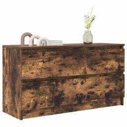 Berkfield Home TV Cabinet Smoked Oak 100x35x54 cm Engineered Wood in Brown - Size: 100 x 35 x 54 cm - thumbnail 4