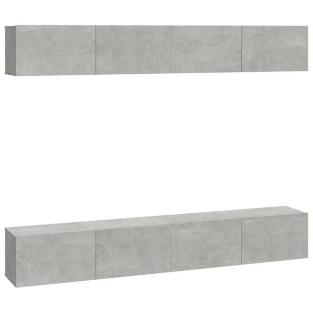 Berkfield Home Wall TV Cabinets 4 pcs Concrete Grey 100x30x30 cm - Size: 100 x 30 x 30 cm - image 1