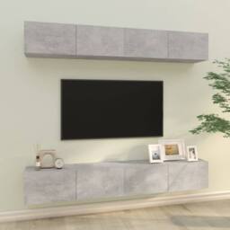 Berkfield Home Wall TV Cabinets 4 pcs Concrete Grey 100x30x30 cm - Size: 100 x 30 x 30 cm - thumbnail 2
