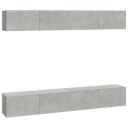 Berkfield Home Wall TV Cabinets 4 pcs Concrete Grey 100x30x30 cm - Size: 100 x 30 x 30 cm - thumbnail 1