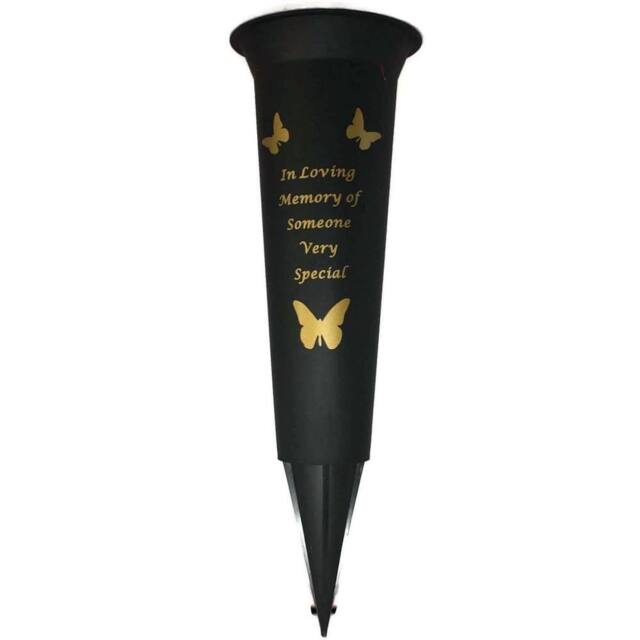 David Fischhoff Memorial Grave Plastic Spike Vase - In Loving Memory in Black - image 1