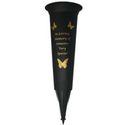 David Fischhoff Memorial Grave Plastic Spike Vase - In Loving Memory in Black