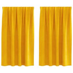 Berkfield Home Blackout Curtains with Top Tape 2 pcs Mustard Yellow Velvet - thumbnail 2