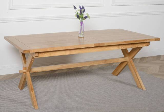 Thats Furniture Vermont 200 - 240cm Cross Leg Large Oak Extending Dining Table in Light Oak - image 1