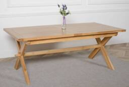Thats Furniture Vermont 200 - 240cm Cross Leg Large Oak Extending Dining Table in Light Oak - thumbnail 1