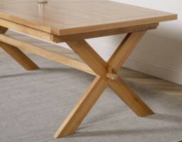 Thats Furniture Vermont 200 - 240cm Cross Leg Large Oak Extending Dining Table in Light Oak - thumbnail 6