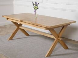 Thats Furniture Vermont 200 - 240cm Cross Leg Large Oak Extending Dining Table in Light Oak - thumbnail 4