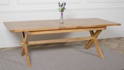 Thats Furniture Vermont 200 - 240cm Cross Leg Large Oak Extending Dining Table in Light Oak - thumbnail 2