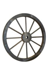 Cartwheel - Decorative Solid Wood Garden Wheel Ornament With Metal Rim - thumbnail 1