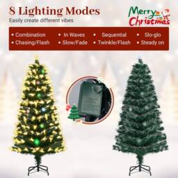 Costway 150 cm Fiber Optic Christmas Tree Artificial Pre-lit Xmas Tree in Green - thumbnail 7
