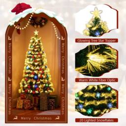 Costway 150 cm Fiber Optic Christmas Tree Artificial Pre-lit Xmas Tree in Green - thumbnail 6