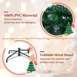 Costway 150 cm Fiber Optic Christmas Tree Artificial Pre-lit Xmas Tree in Green - thumbnail 8