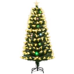 Costway 150 cm Fiber Optic Christmas Tree Artificial Pre-lit Xmas Tree in Green - thumbnail 3