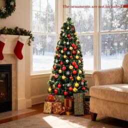 Costway 150 cm Fiber Optic Christmas Tree Artificial Pre-lit Xmas Tree in Green - thumbnail 4