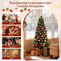 Costway 150 cm Fiber Optic Christmas Tree Artificial Pre-lit Xmas Tree in Green - thumbnail 9