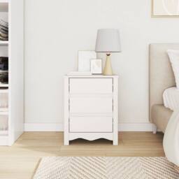"Berkfield Home Bedside Cabinet ""DRAMMEN"" White 45x35x56 cm Solid Wood Pine - Size: 45 x 35 x 56 cm" - thumbnail 4