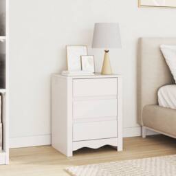 "Berkfield Home Bedside Cabinet ""DRAMMEN"" White 45x35x56 cm Solid Wood Pine - Size: 45 x 35 x 56 cm" - thumbnail 1