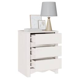 "Berkfield Home Bedside Cabinet ""DRAMMEN"" White 45x35x56 cm Solid Wood Pine - Size: 45 x 35 x 56 cm" - thumbnail 3