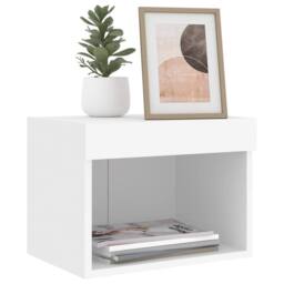 Berkfield Home Decorative Bedside Cabinet with LED Lights Wall-mounted White - thumbnail 5