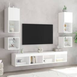 Berkfield Home Decorative Bedside Cabinet with LED Lights Wall-mounted White - thumbnail 4