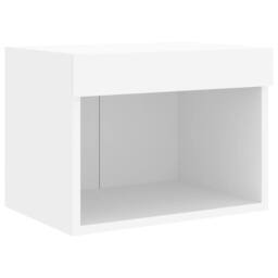Berkfield Home Decorative Bedside Cabinet with LED Lights Wall-mounted White - thumbnail 6