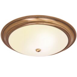 Loops Semi Flush Ceiling Light Brass & Frosted Glass Large Round Dome Traditional Lamp in Clear - thumbnail 1