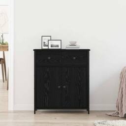 Berkfield Home Sideboard Black Oak 70x30x80 cm Engineered Wood & Steel - Size: 70 x 30 x 80 cm - thumbnail 4