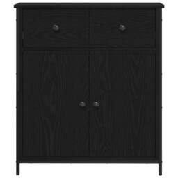 Berkfield Home Sideboard Black Oak 70x30x80 cm Engineered Wood & Steel - Size: 70 x 30 x 80 cm - thumbnail 6
