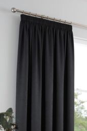 Fusion 'Galaxy' Dim out woven Pair of Pencil Pleat Curtains in Black - Size: 117 cm width x 137 cm drop - thumbnail 2