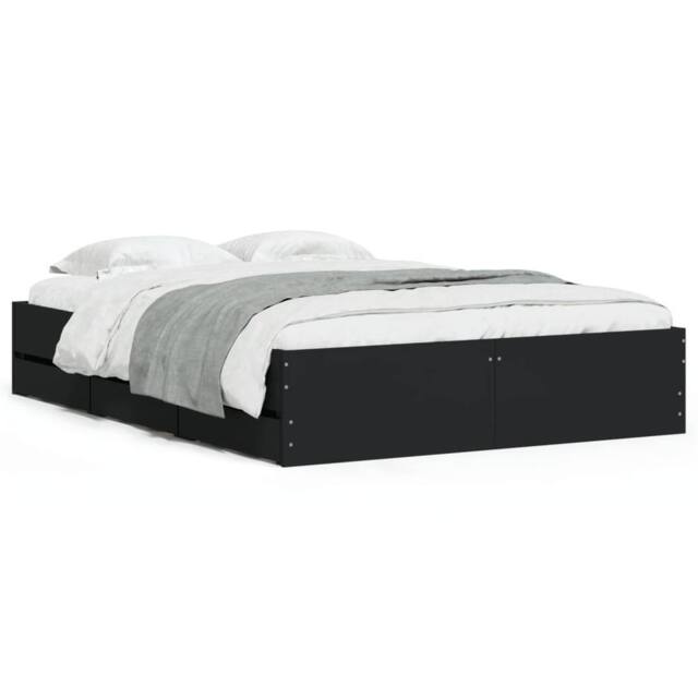 Berkfield Home Bed Frame with Drawers without Mattress Black 120x190 cm Small Double - image 1
